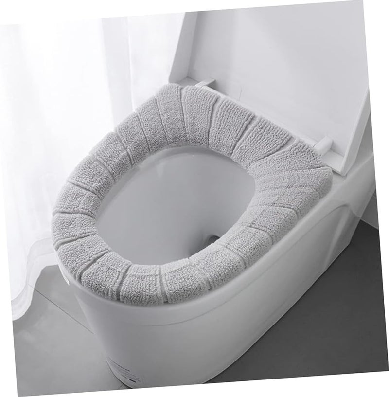 4 قطع غطاء مقعد مرحاض ناعم ودافئ قابل للغسل ومرن بطانة كرسي بيج - Image 4